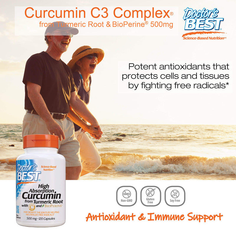 [Australia] - Doctor's Best DRB-00107 High Absorption Curcumin From Turmeric Root with C3 Complex & BioPerine 500mg (120 Capsules) 