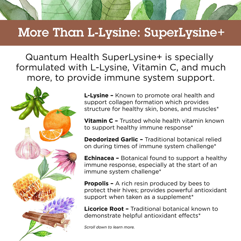 [Australia] - Quantum Health Super Lysine+ / Advanced Formula Lysine+ Immune Support with Vitamin C, Echinacea, Licorice, Propolis, Odorless Garlic (90 Tablets) 