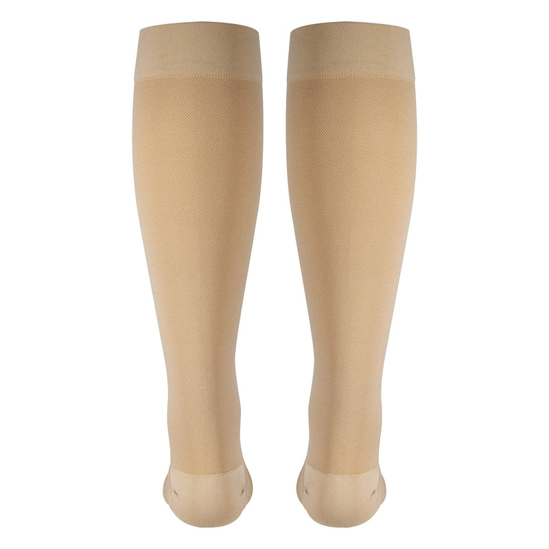 [Australia] - NuVein Medical Compression Stockings, 20-30 mmHg Support for Women & Men, Knee Length, Open Toe, Beige, Large Large (Pack of 1) 
