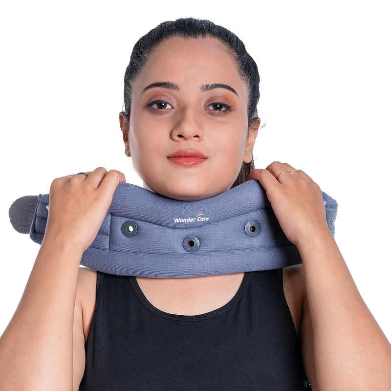 [Australia] - Wonder Care Cervical Collar for Neck Pain Soft Neck Support Brace for Spondylitis Neck Pain Relief for Men & Women Grey (Large: 4"-4.5") L (Pack of 1) 