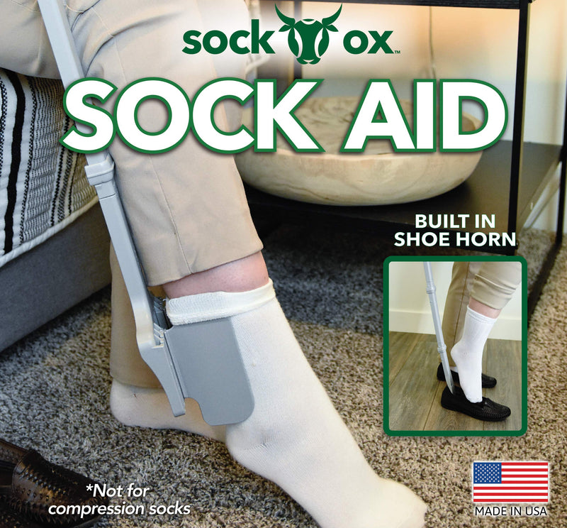 [Australia] - Sock Ox - Extended Length Sock Remover and Long Shoe Horn - Easy On and Off Stocking Slider - Dressing Aid for Senior Men and Women 
