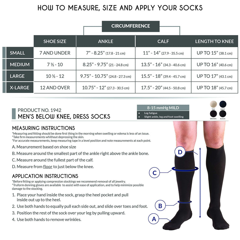 [Australia] - Truform Compression Socks, 8-15 mmHg, Men's Dress Socks, Knee High Over Calf Length, Black, X-Large (8-15 mmHg) X-Large (1 Pair) 