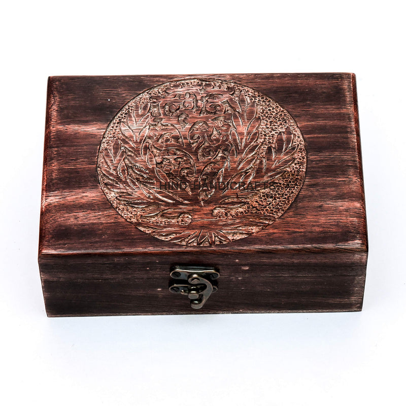 [Australia] - Antique Handmade Wooden Urn Tree of Life Engraving Handcarved Jewellery Box for Women-Men Jewel | Home Decor Accents | Decorative Boxes | Storage & Organiser (7 x 5.5 x 3.5 inches, Antique 3) 7 x 5.5 x 3.5 inches Tree 4 