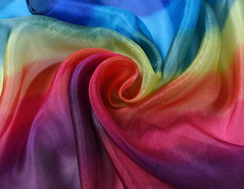 [Australia] - Invisible World Women's Silk Scarf 100% Mulberry Long Floral Design for Neck Head or Hair Hand Painted - Rainbow Horizon 