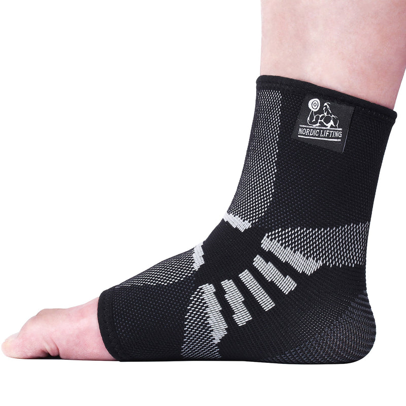 [Australia] - Nordic Lifting Ankle Compression Sleeves (1 Pair) - Support for Injury Recovery & Prevention - (Grey, X-Large) 