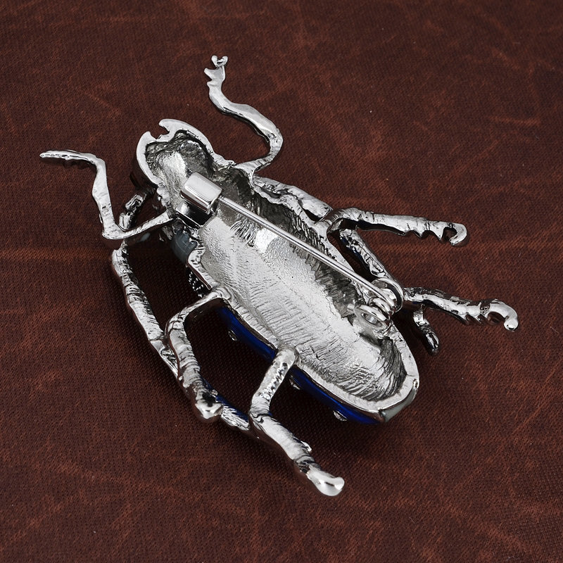 [Australia] - OBONNIE Antique Gold Tone Rhinestones Crystal Longhorned Scarab Beetle Bug Insect Brooch Pin Lapel Pin Royal 