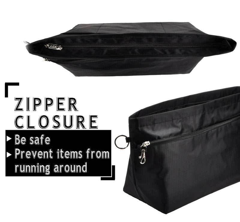 [Australia] - Vercord Purse Organizer Insert Bag Tote Handbags Pocketbook Inserts Organizers Zipper 11 Pockets Black Small 