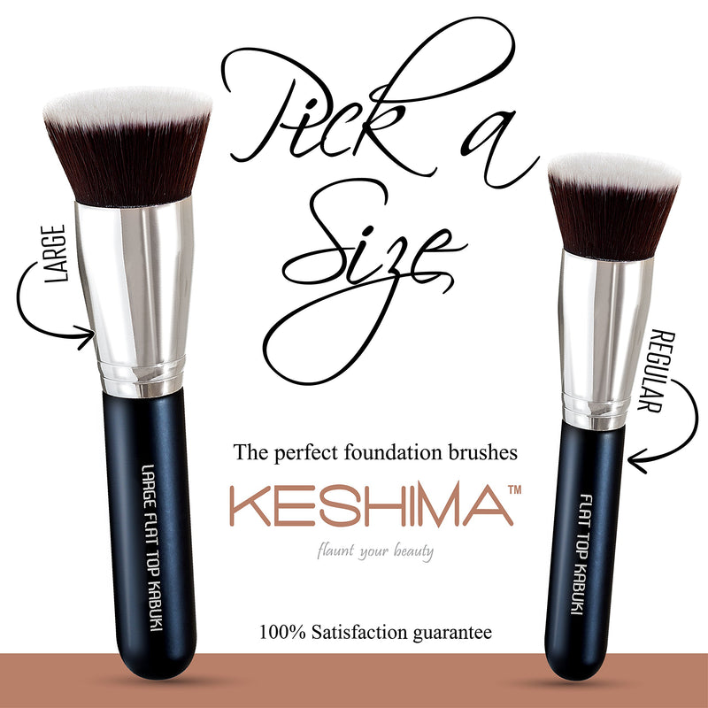 [Australia] - Flat Top Kabuki Foundation Brush By Keshima - Premium Makeup Brush for Liquid, Cream, and Powder - Buffing, Blending, and Face Brush Regular 