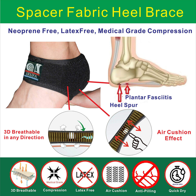 [Australia] - New 3D Breathable Patented Spacer Fabric Silicone Gel Heel Pain, Heel Support, Cracked heel, Black, One Size Fit Most, One PCS 