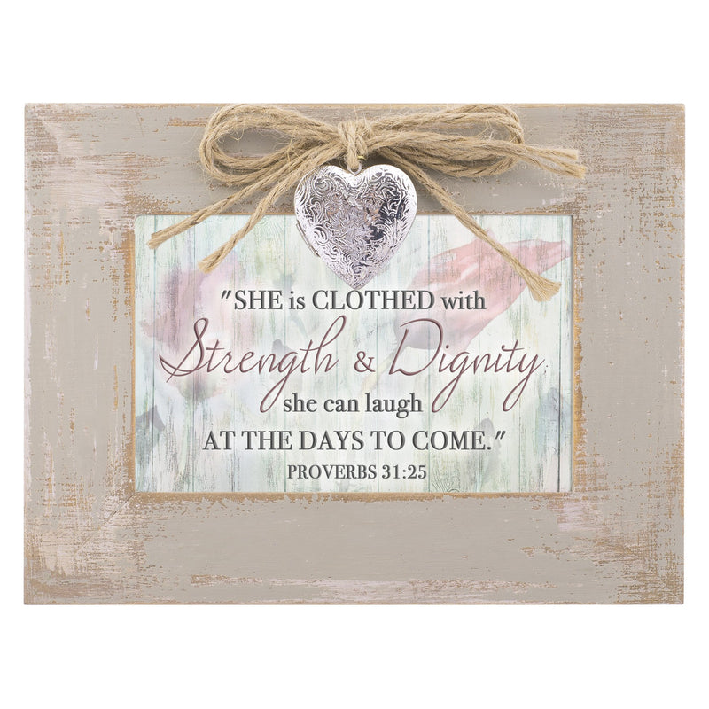 [Australia] - Cottage Garden Clothed with Strength Dignity Natural Taupe Wood Locket Music Box Plays Amazing Grace 