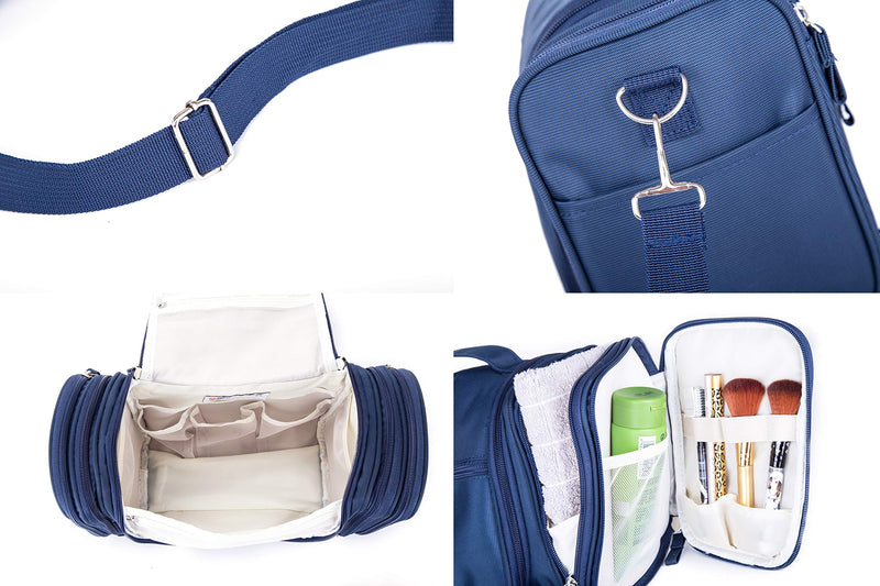 [Australia] - Avigo Bags Extra Large Hanging Toiletry/Cosmetic Bag | Makeup Organizer | with Optional Shoulder Strap | 500D Polyester | Navy 