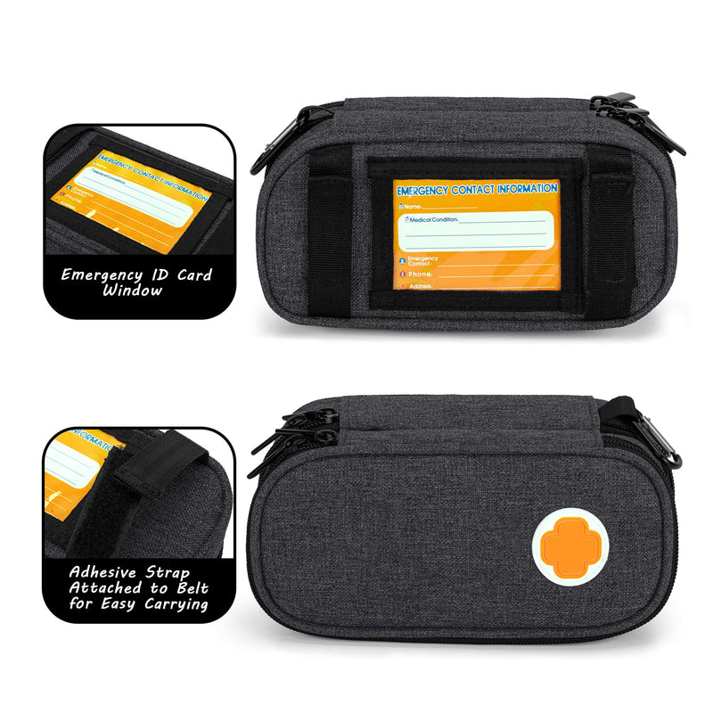 [Australia] - CURMIO Double Layer Insulated EpiPen Carrying Case for Kid, Portable Medicine Supplies Bag for 2 EpiPens, Auvi-Q, Syringes, Spacer, Nasal Spray, Home and Travel, Bag Only, Black (Patent Pending) 