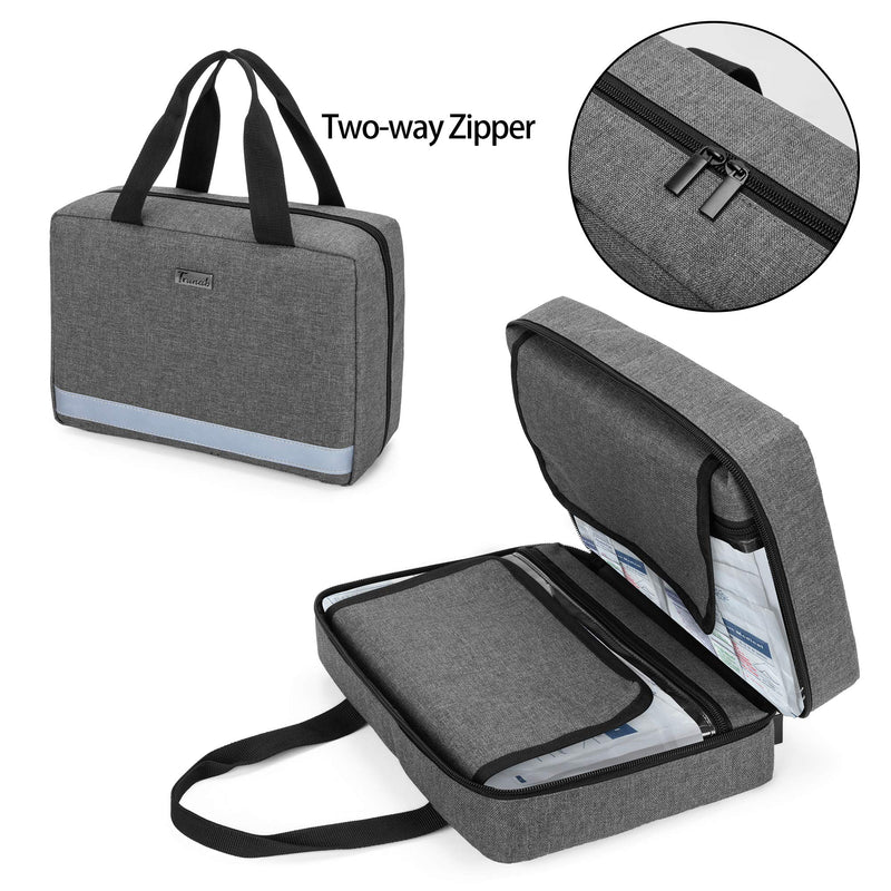[Australia] - Trunab Small First Aid Kit Bag Empty Portable Emergency Kits Trauma Bag, Ideal for Car, Home, Camping and Hiking, Grey, Bag ONLY - Patented Design 