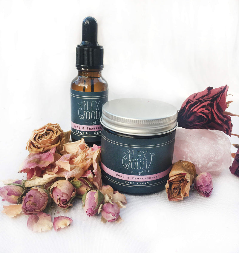 [Australia] - Rose and Frankincense Cream & Serum Gift Set - handcrafted in the UK, 100% Natural, Vegan, Moisturising, Anti Ageing, Cruelty Free, Palm Oil Free, Plastic Free 