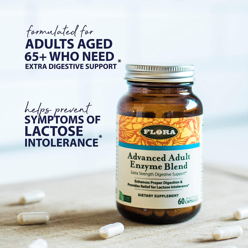 [Australia] - Flora - Advanced Adult Enzyme Blend with Lactase, Enhances Digestion & Provides Relief for Lactose Intolerance, Gluten-Free, Non GMO, 60 Vegetarian Capsules 60 Count (Pack of 1) Standard Packaging 