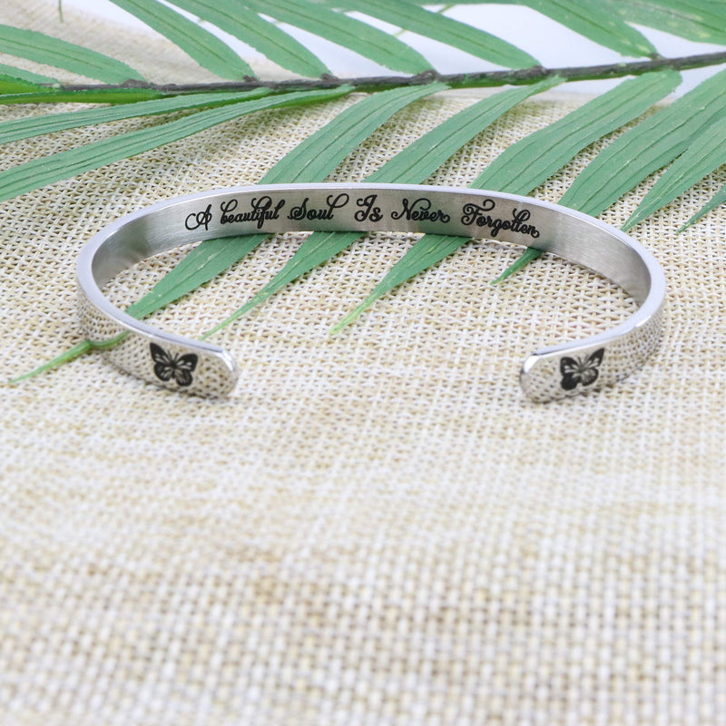 [Australia] - Joycuff Remembrance Jewelry Memorial Bracelet Sympathy Gift for Loss Loved One Women Remembrance Cuff Bangle A beautiful soul is never forgotten 