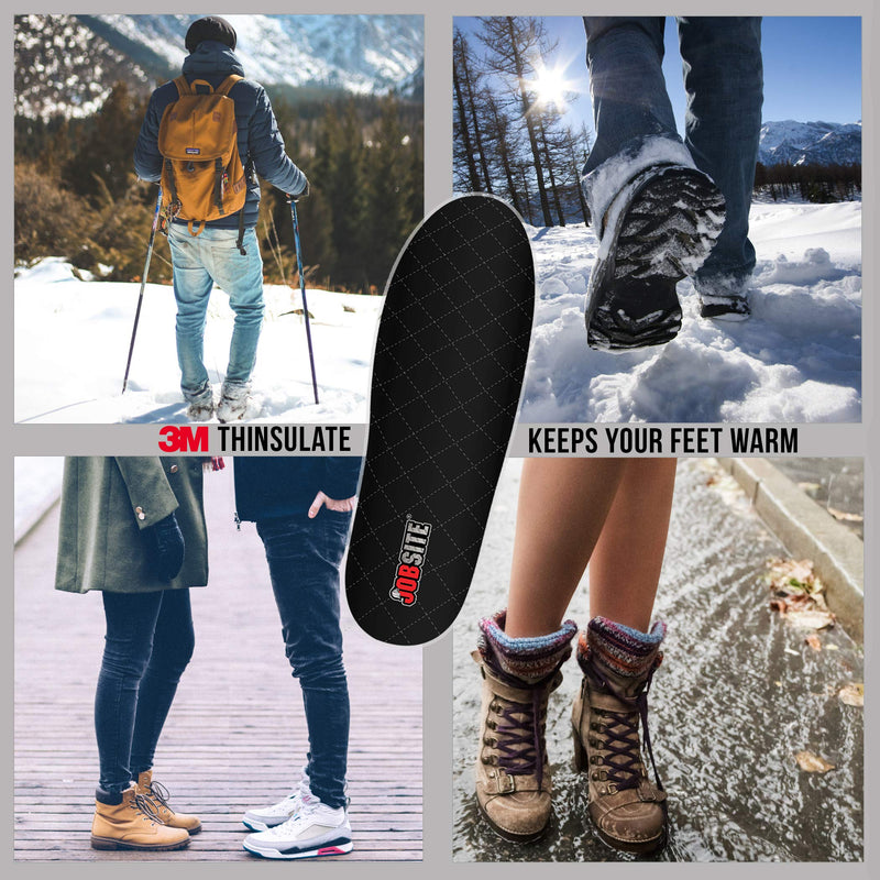 [Australia] - JobSite Warm Feet Thermal Insoles – 3M Thinsulate Insulation - Men 8-13 Women 6-11 - 1 Pair Us Men 8-13; Uk 7-12; Eu 41-46 