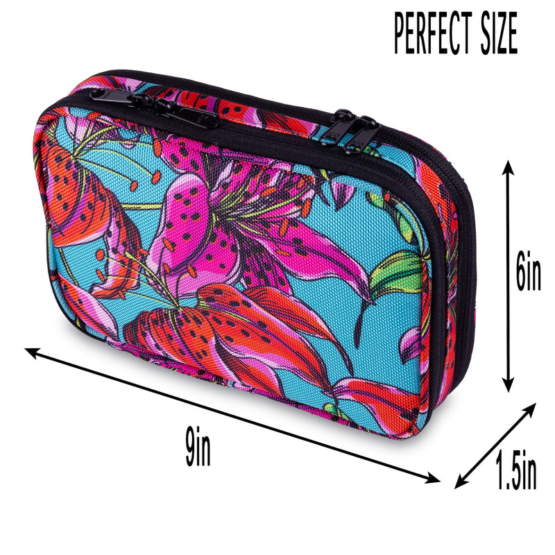 [Australia] - Set Of Large Hanging Travel Toiletry And Cosmetic Bag For Women and Jewelry Travel Organizer Bag With Many Pockets in Azure Flowers pink azure 