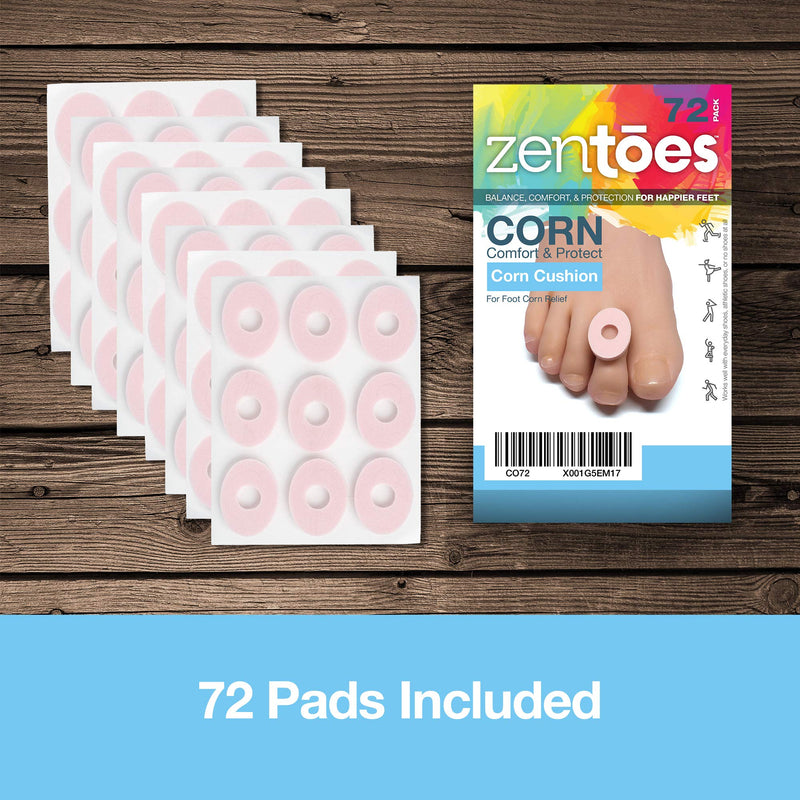 [Australia] - ZenToes Corn Cushions Waterproof Toe and Feet Treatment Pads (72 Count) 72 Count (Pack of 1) 