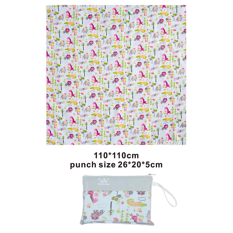 [Australia] - Winthome Highchair Splash Mat for Baby, Waterproof and Non-Slip Weaning Messy Splat Mat (Animal, 110x110cm) Animal 110 x 110 cm 