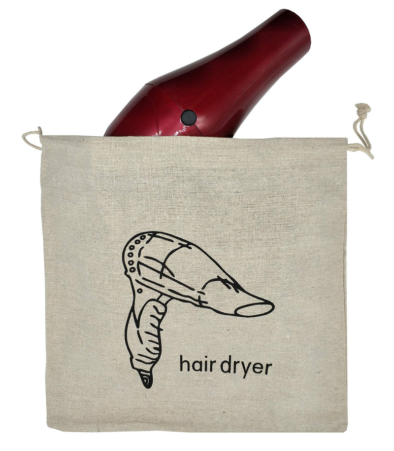 [Australia] - Sanrich 2 Pack Hair Dryer Burlap Bags Drawstring Hotel Storage Bag 12" X 12" 