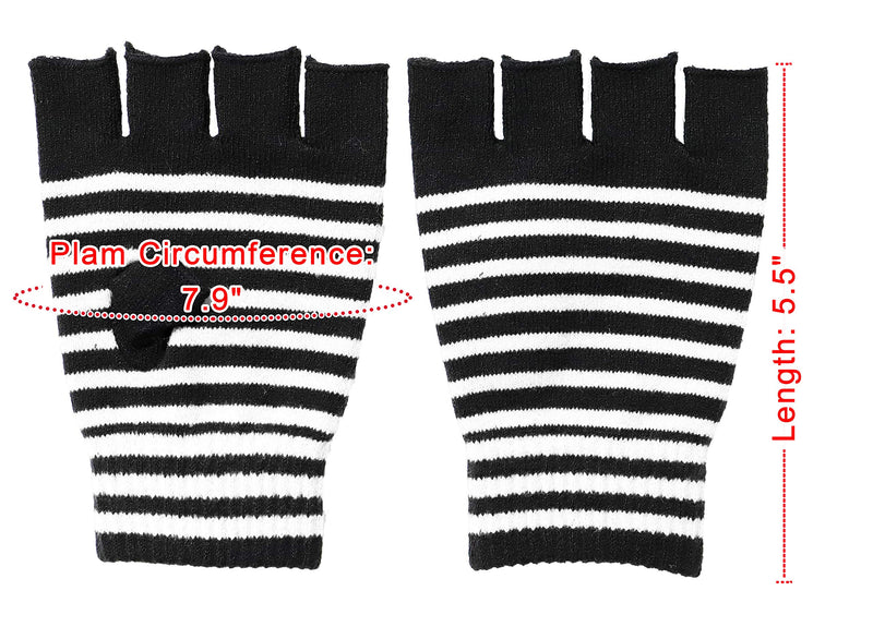 [Australia] - Unisex Stretchy Fingerless Hand Warmer Skeleton Gloves Black 