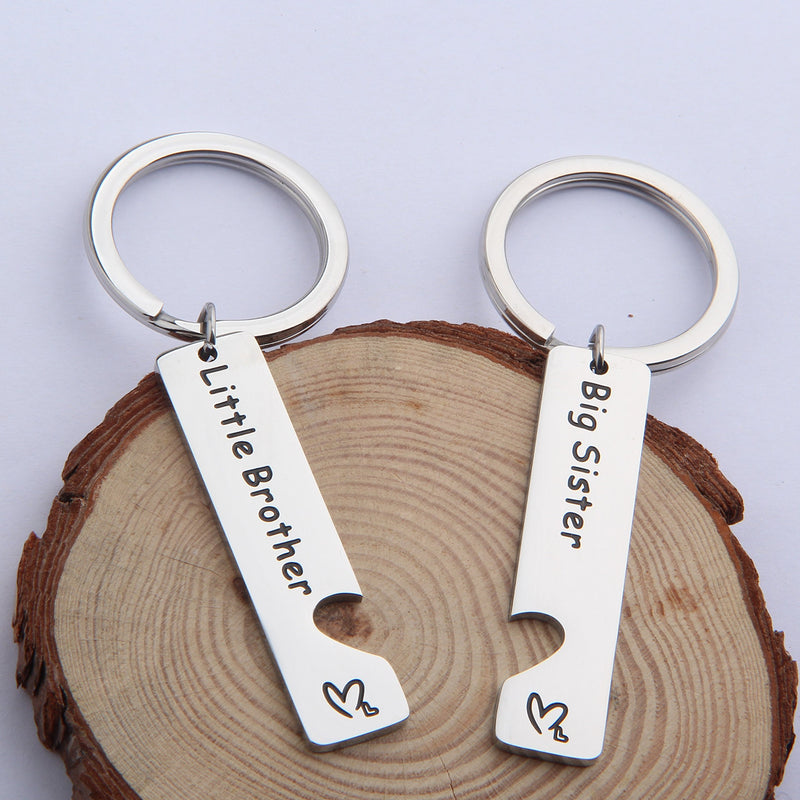 [Australia] - FEELMEM Big Sister Little Brother Sibling Matching Keyring Set Family Jewelry big sister+little brother 