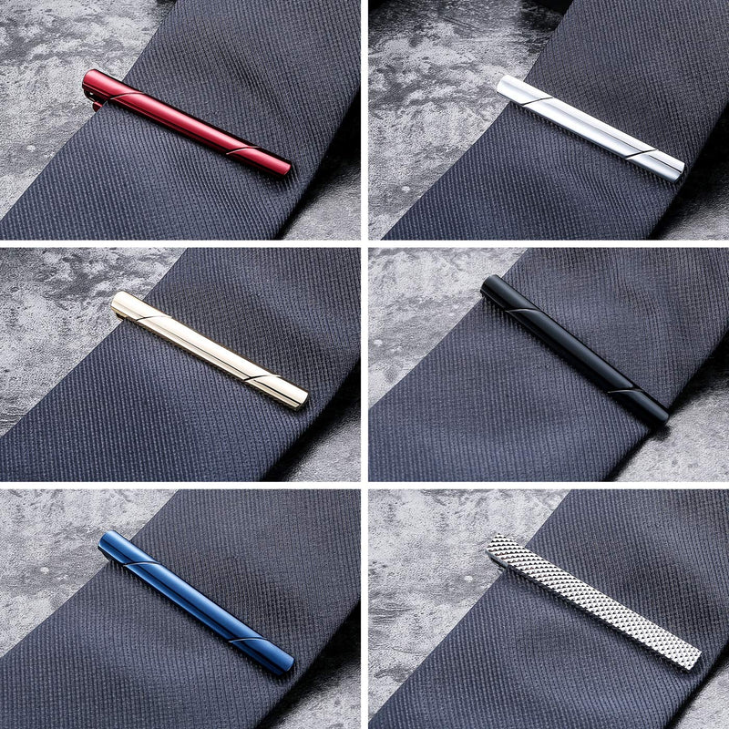 [Australia] - Finrezio 10PCS Tie Clips Set Men Tie Bar Clip Black Silver Gold Navy Regular Ties Necktie Wedding Business Clips with Gift Box Style A 