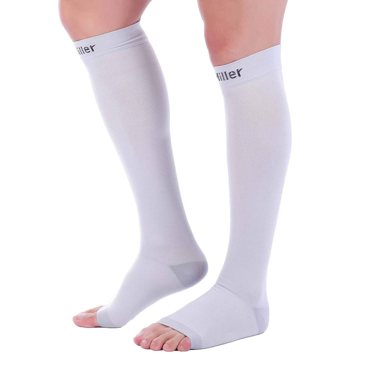 [Australia] - Doc Miller Open Toe Compression Socks 1 Pair 15-20 mmHg Firm Support Gray Medium 