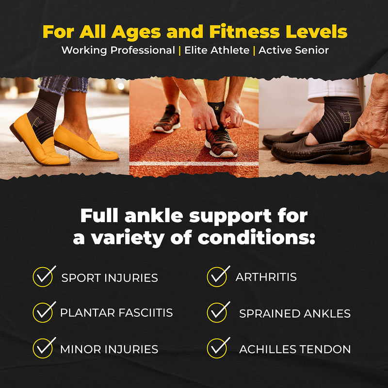 [Australia] - Ankle Brace for Women and Men - Adjustable Strap for Arch Support - Plantar Fasciitis Brace for Sprained Ankle Achilles Tendonitis Pain and Injured Foot - Breathable Copper Infused Nylon (Medium) Medium 