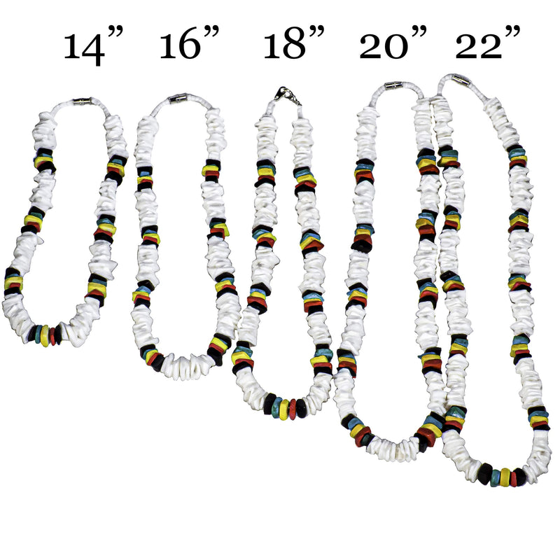 [Australia] - BlueRica Puka Chip Shell Beads & Rasta Coconut Chips Necklace 22.0 Inches 