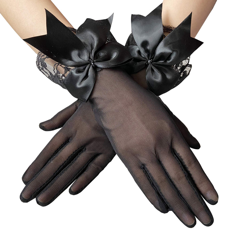 [Australia] - Gionforsy Pillbox Fascinator Veil Feather Derby Hat Lace Gloves Pearl Necklace Style 1-black 