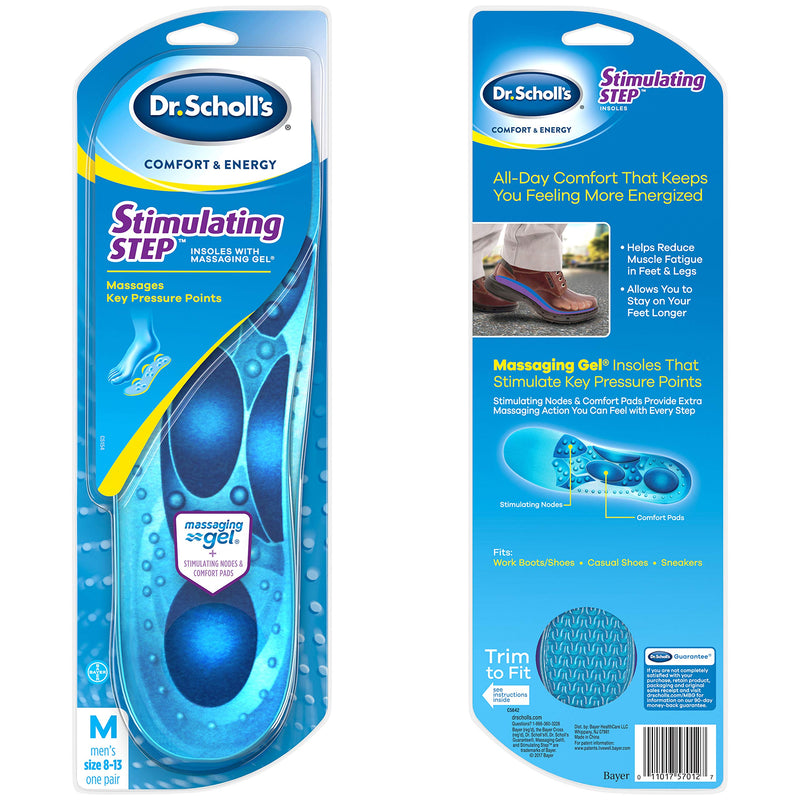 [Australia] - Dr. Scholl's Stimulating Step Insoles with Massaging Gel Plus Stimulating Nodes, Unisex 1 Pair Men's 8-13 