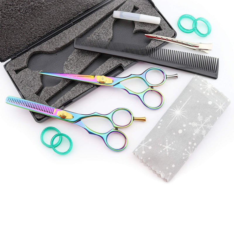[Australia] - Haryali London Multi Professional 6 Inch Hairdressing Barber Scissors Set Thinning Texturing Hairdresser Hair Cutting Shears with Comb, Oil Bottle, Cloth and Hair Clipper Comes in Black Box 