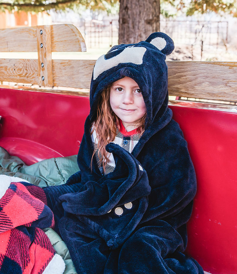 [Australia] - Lazy One Animal Blanket Hoodie for Kids, Hooded Blanket, Wearable Kids' Blanket, Soft, Cozy Fleece Hoodie (Bear Blanket) Bear Blanket Hooded Blanket ONE SIZE 