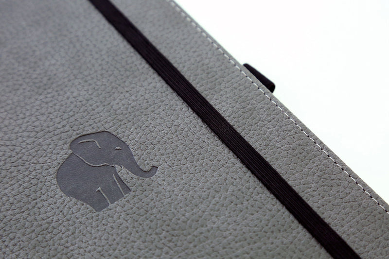 [Australia] - Dingbats - Wildlife Squared Medium Notebook, Grey Elephant, A5 - Hardcover Notebook - PU Leather - Perforated, Cream 100gsm Ink-Proof Paper 