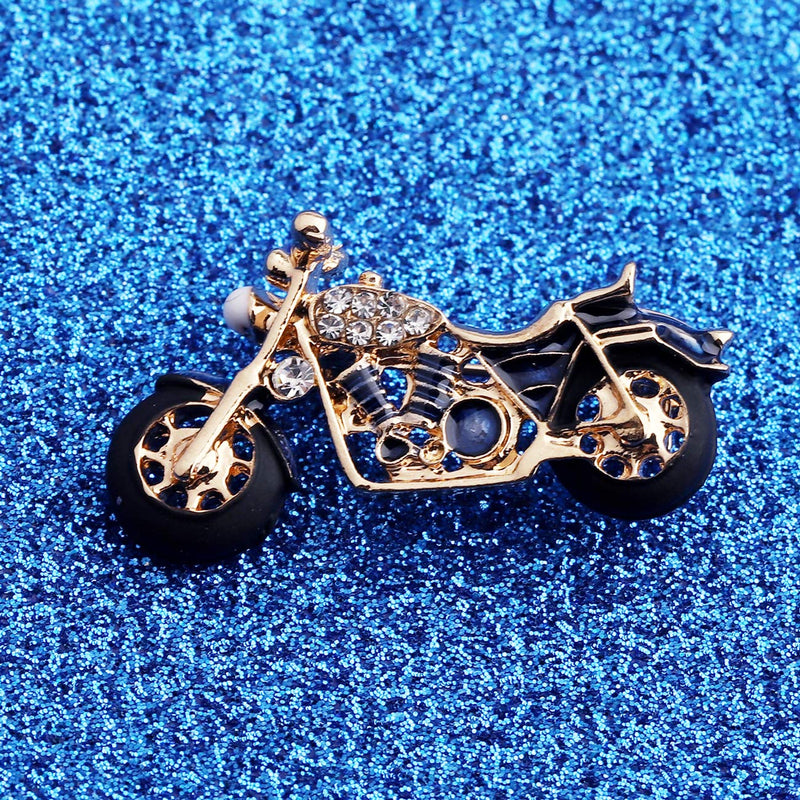 [Australia] - WUSUANED Gold Plated Black Enamel Motorcycle Motorbike Brooch Pin Gift for Biker Dad Husband Boyfriend motorcycle brooch 
