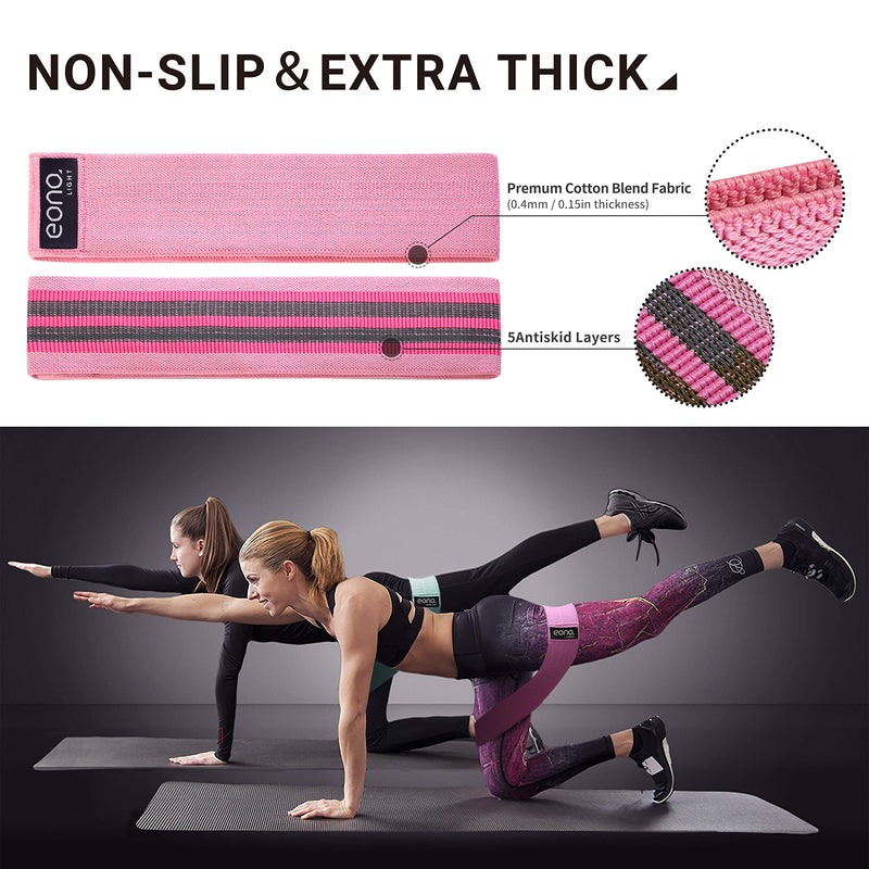 [Australia] - Amazon Brand - Eono - Resistance Bands Exercise Fitness Loop Band for Legs and Butt Set of 3 Heavy Duty Soft Fabric Booty Hip Bands Non Slip 