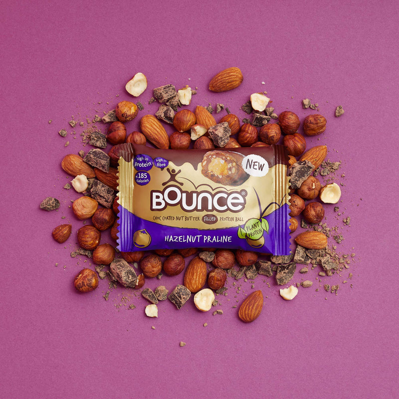 [Australia] - Bounce Hazelnut Praline Plant Protein Balls, Coated in Smooth Dark Chocolate, 12 x 40g Individual Vegan Protein Balls 