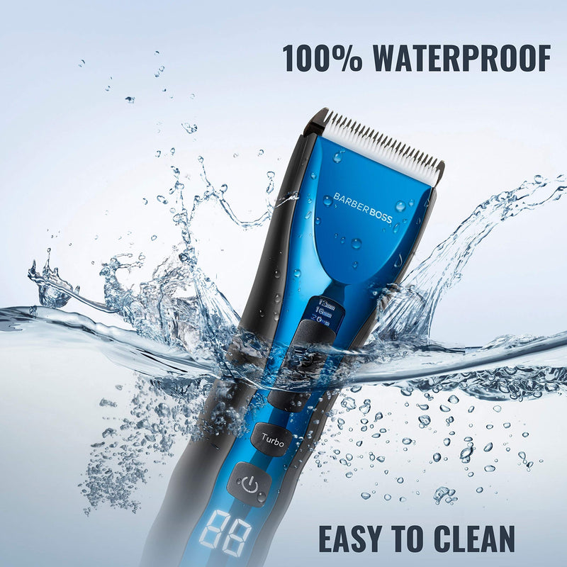 [Australia] - BarberBoss Professional Hair Clippers for Men Kids Family, Waterproof Hair Trimmer Cordless Rechargeable Led Display Three Speed Adjustment Electric Ceramic Blades Hair Clippers Beard Trimmer Cordless 