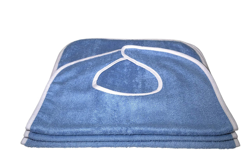 [Australia] - 3 Pack Elaine Karen Premium Adult Bibs - bibs for adults Men, Women; Eating Cloth for Elderly Seniors and Disabled, Adjustable, Terry bib Clothing Protectors, Machine Washable, Blue 3 Count (Pack of 1) 