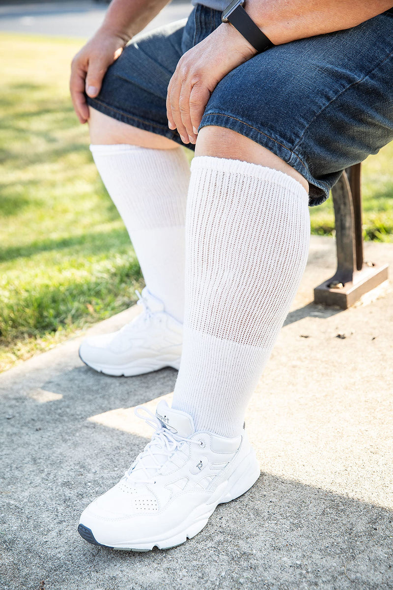 [Australia] - Unisex Extra Wide Diabetic Tube Socks (Pack of 3 Pairs) Fit Up to 4E/6E Foot & 22" Calf (Black) Black 