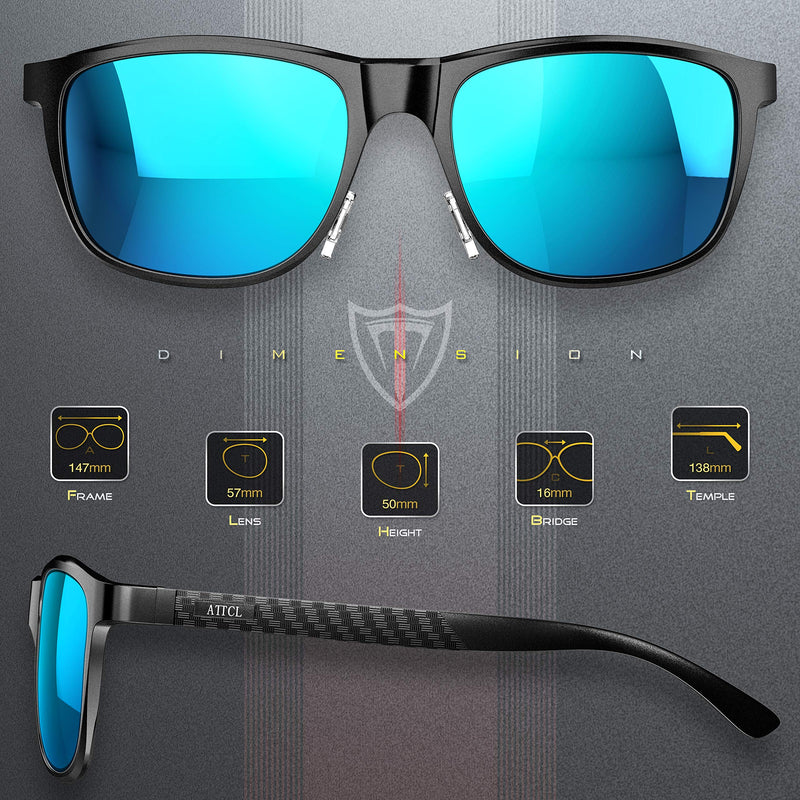 [Australia] - ATTCL Men's Retro Metal Frame Driving Polarized Sunglasses For Men Black-blue As the picture 