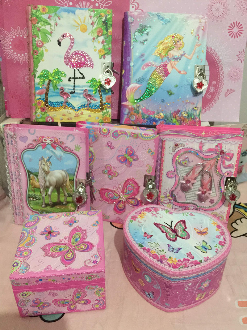 [Australia] - Dudubuy Butterfly Flowers Garden Musical Jewelry Box Heart Shaped Design Elise Girl Sweet Butterfly Garden 
