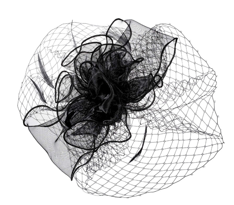 [Australia] - Fascinators Headband Tea Party Hats for Women Royal Wedding Hat Feather Mesh Hair Clip Kentucky Derby Hat 1-black 