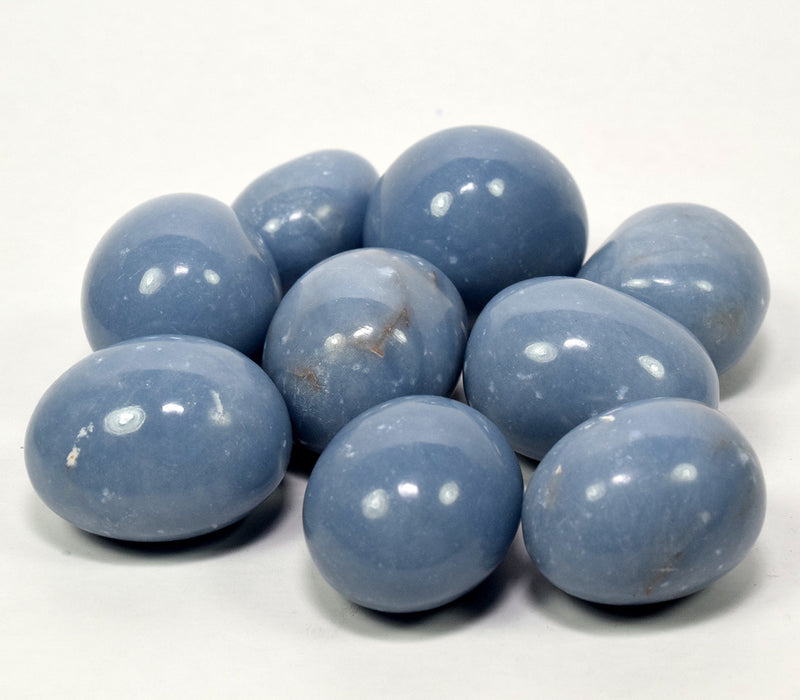[Australia] - Blue Angelite Cabochon Pebble Natural Polished Angel Stone Crystal Angelic Mineral Cab from Peru - 5PCS 5 