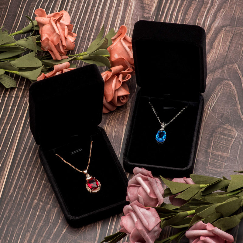 [Australia] - Classic Velvet Jewelry Gift Box Case for Necklace Pendant (Black) Black 