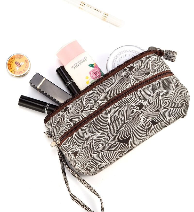[Australia] - Light Zippered Cosmetic Makeup Bag Pouch Clutch Organizer Caramel 