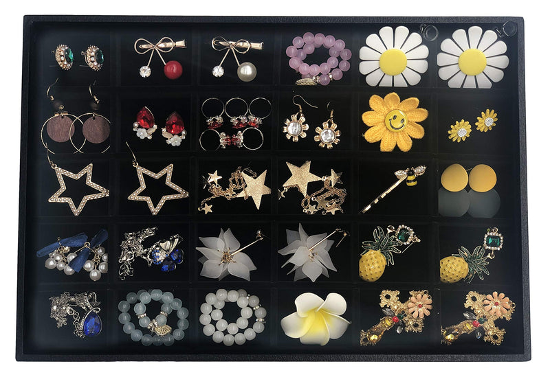 [Australia] - Stratalife Velvet Stackable Jewelry Organizer Tray Removable Jewelry Display Case Storage Showcase in Drawer (30 Grid) 30 Grid 
