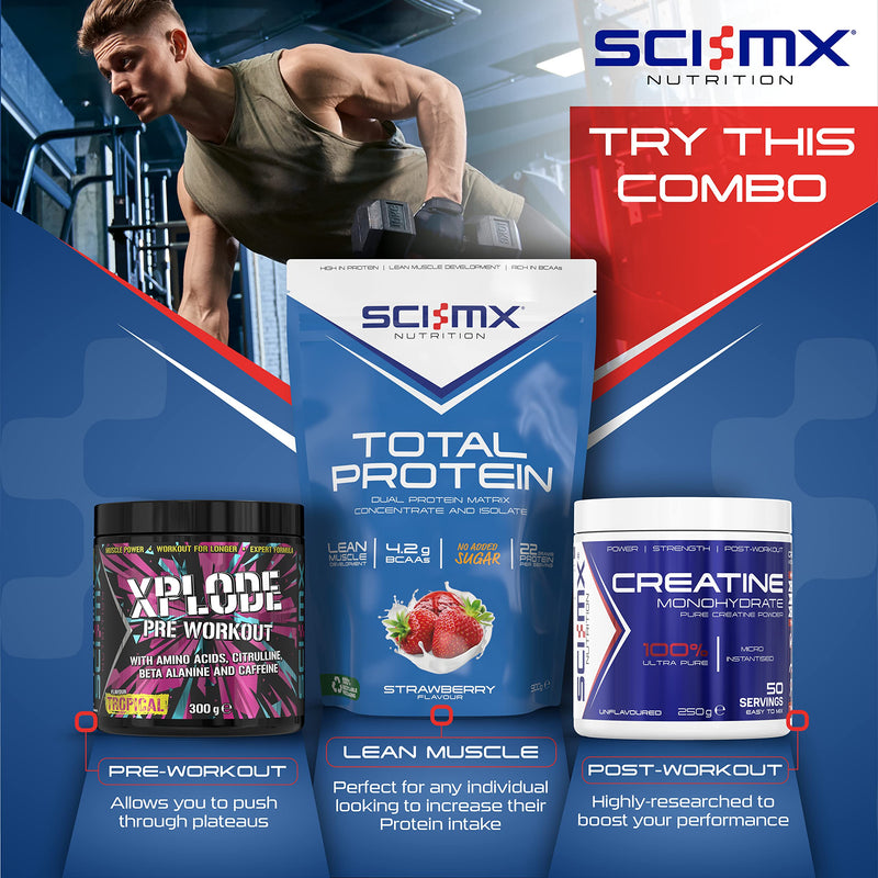 [Australia] - SCI-MX Total Protein Duo Protein Muscle Building & Recovery Blend Powder With Naturally Occurring Glutamine & Amino Acids - Strawberry Flavour - 900G - 30 SERVINGS 